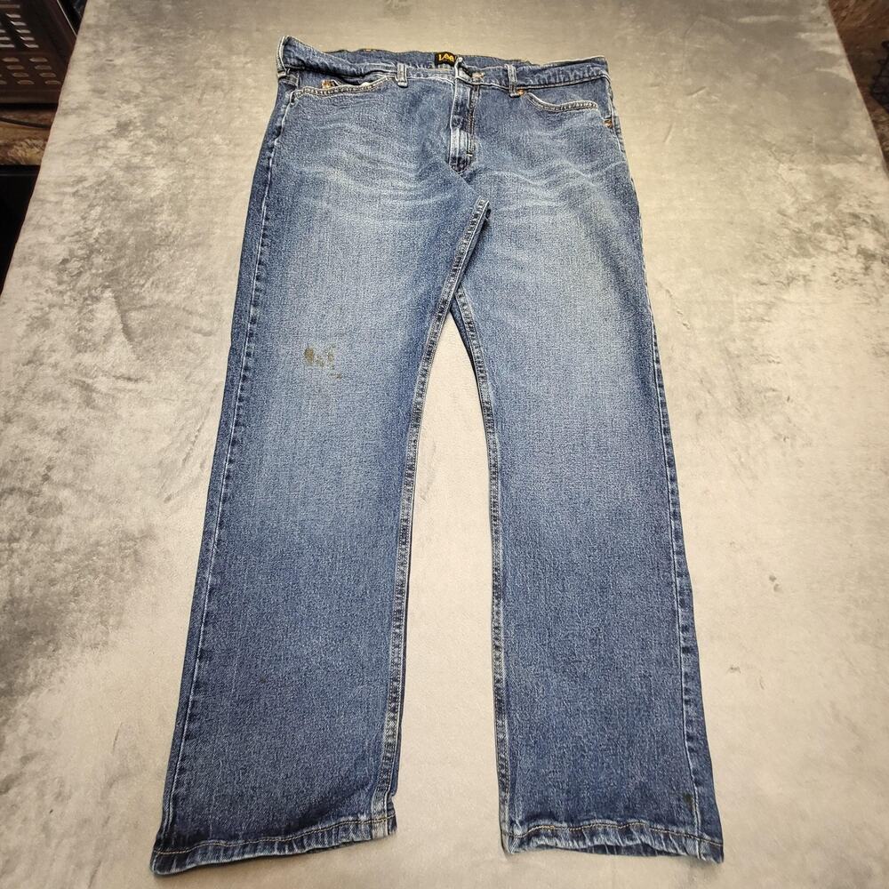 Lee Jeans Mens 38x29 Blue Straight Slim Fit Stretch Pockets Cotton Denim